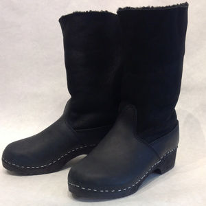 PENELOPE CHILVERS Shearling & Leather Clog Boots 7